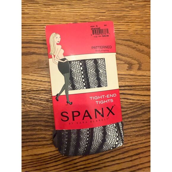 Vintage Spanx Charcoal Tight End Patterned Bodyshaping Lace Tights Size C NWT - Picture 1 of 4